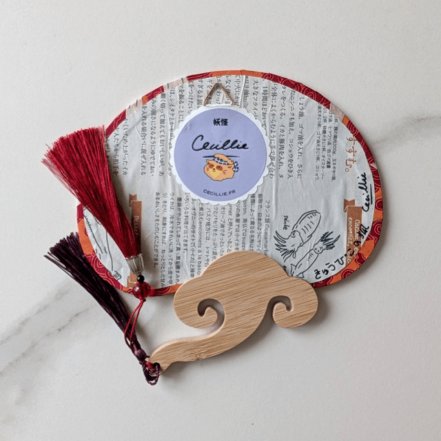 Uchiwa Kyūbi no kitsune 九尾の狐 - Mauve & bleu 💜💙