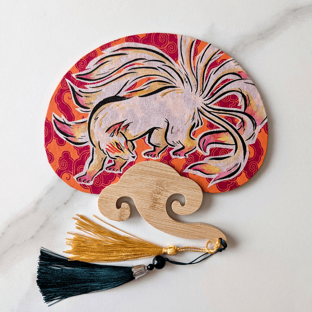 Uchiwa Kyūbi no kitsune 九尾の狐 - Rose & jaune 🩷💛