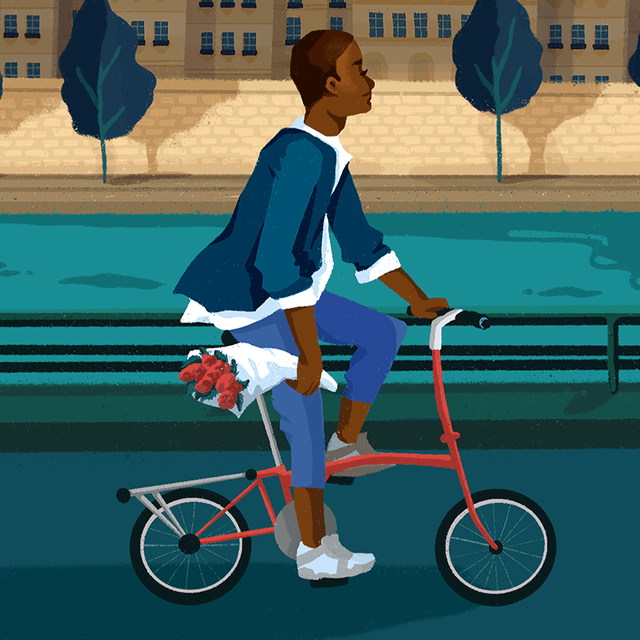 Blue folding bike