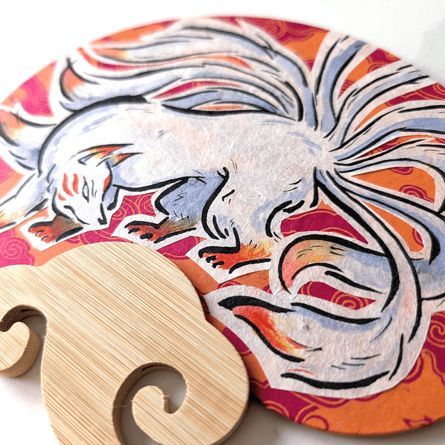 Uchiwa Kyūbi no kitsune 九尾の狐 - Orange & bleu 🧡🩵